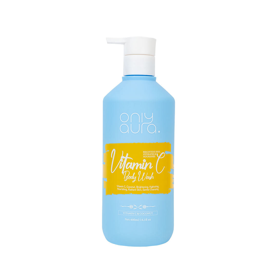 Only Aura Vitamin C Shower Gel 400ml – Deep Cleansing Body Wash for Brightening Glow, Oil Control, Soft Smooth Skin & Long La
