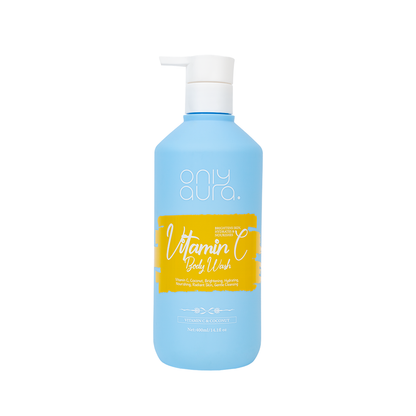 Only Aura Vitamin C Shower Gel 400ml – Deep Cleansing Body Wash for Brightening Glow, Oil Control, Soft Smooth Skin & Long La