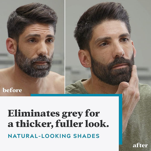 Just for Men Moustache & Beard Easy Brush-In Color M-55 Real Black - Restores Original Color | 14g Color Base + 14g Developer