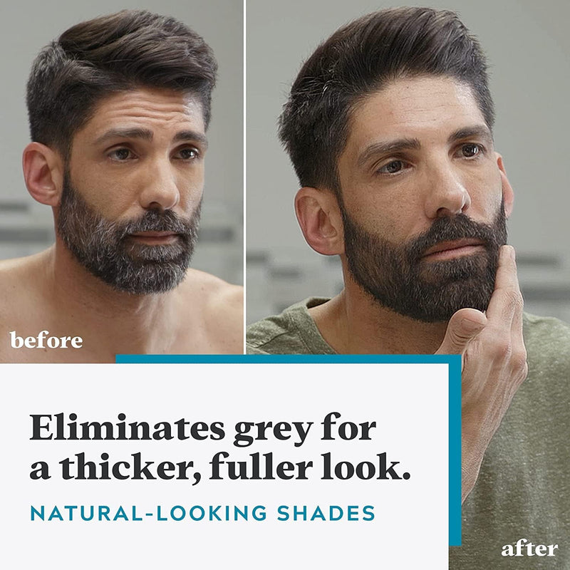 Just for Men Moustache & Beard Easy Brush-In Color M-55 Real Black - Restores Original Color | 14g Color Base + 14g Developer