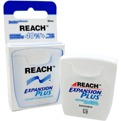 Reach 40% Expansion Plus Dental Dentotape 50m - Effective Floss for Thorough Cleaning Between Teeth