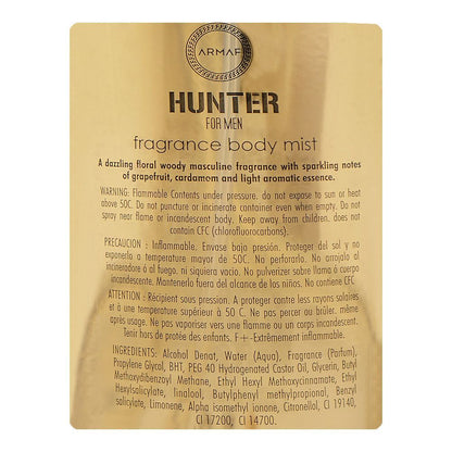 Armaf Hunter for Men Fragrance Body Mist 250ml - Long Lasting Bold & Masculine Perfume Spray