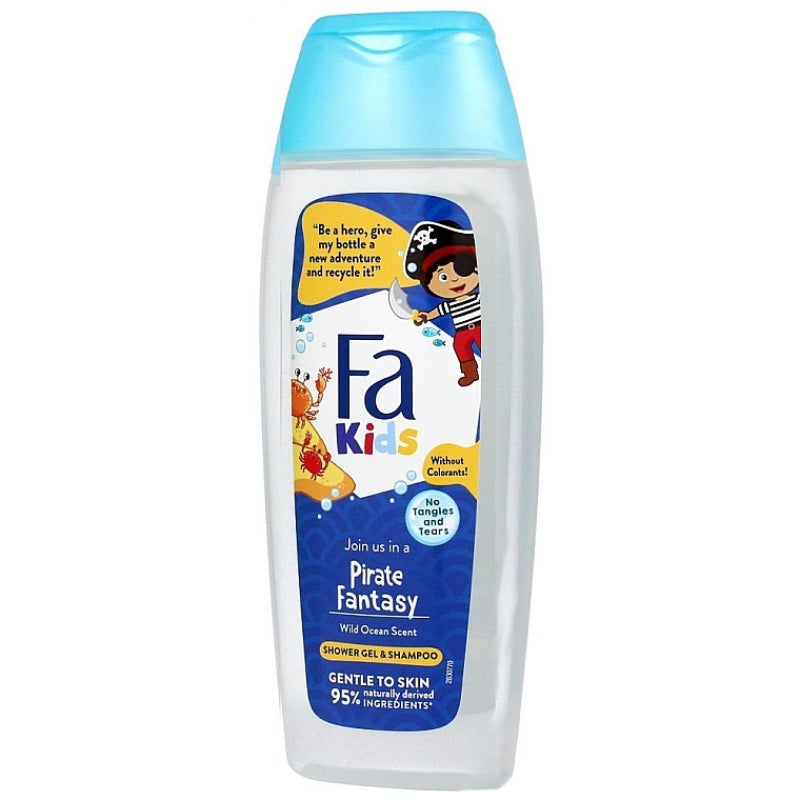 Fa Kids Join Us in a Pirate Fantasy Ocean Scent 2-in-1 Shower Gel & Shampoo 400ml – Gentle to Skin, 95% Naturally Derived Ing