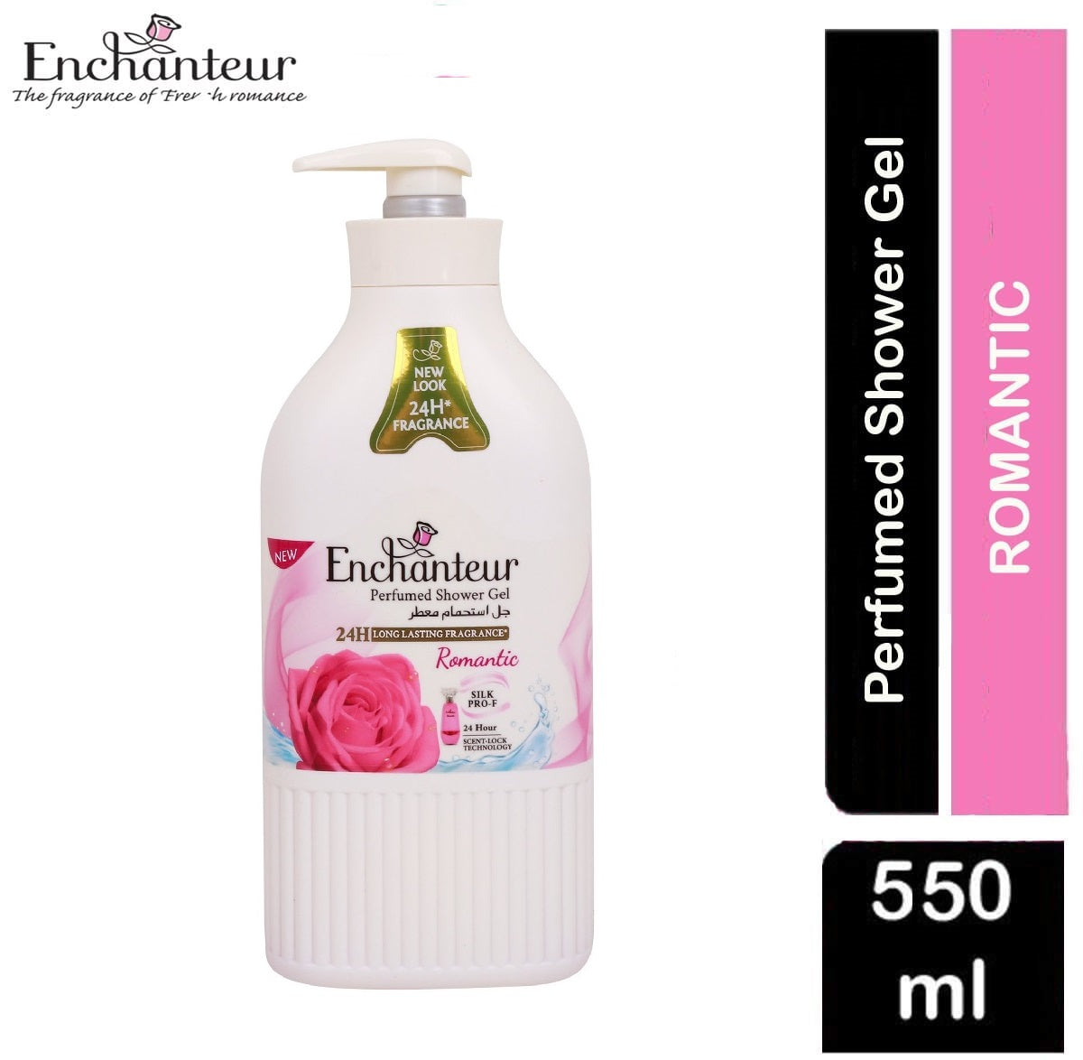 Enchanteur Romantic Perfumed Shower Gel 550ml - 24H Long Lasting Fragrance Body Wash New Look for Soft, Smooth & Fragrant Ski