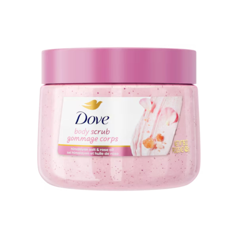 Dove Exfoliating Body Scrub Himalayan Salt & Rose Oil 425g – Gommage Corps Body Polish for Smooth & Soft Skin
