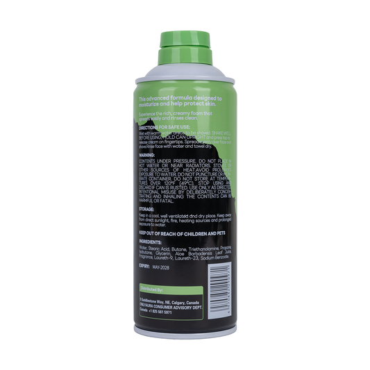 Only Aura Extra Thick Aloe Vera Shave Foam 344g - Smooth Men’s Shaving Foam for Close Comfortable Shave, Skin Hydration, Razo