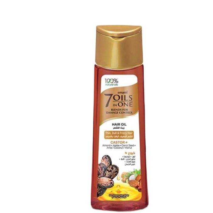 Emami 7 in 1 Castor Hair Oil 50ml – Nourishing Hair Care Oil for Hair Repair, Smooth Shiny & Strong Healthy Hair Daily Use