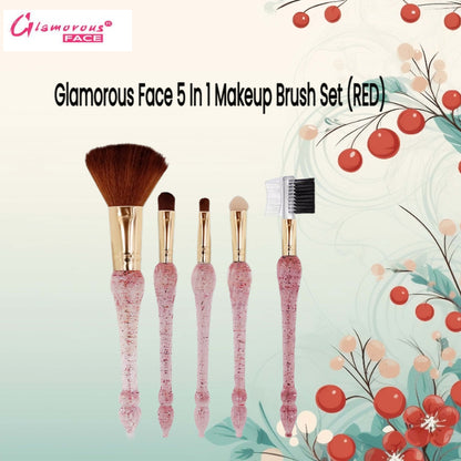 Glamorous Face 5 In 1 Makeup Brush Set (RED)