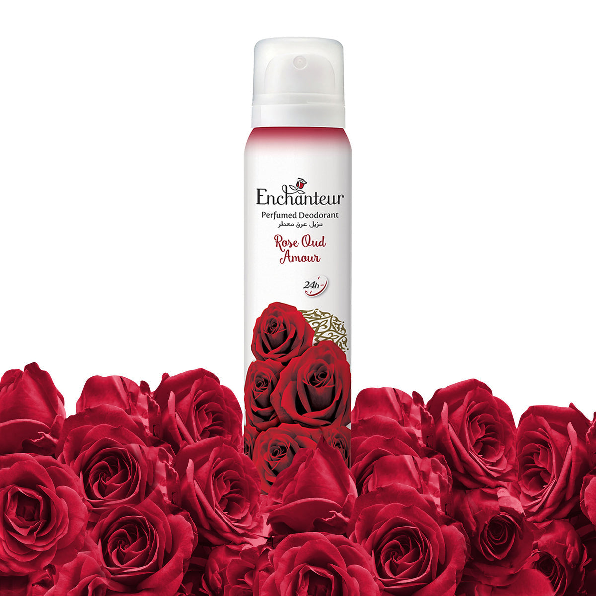 Enchanteur Rose Oud Amour Perfumed Deodorant Spray 150ml - Long Lasting Floral Oud Fragrance Body Spray for Women Freshness &