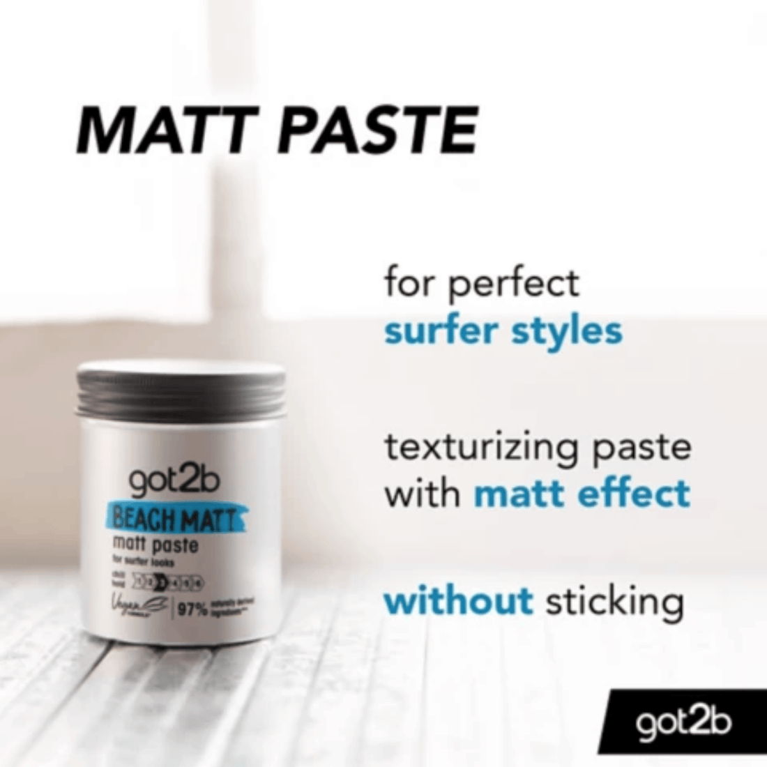 Schwarzkopf Got2b Beach Matt Paste Chill Hold 100ml Matte Finish & Casual Texture Styling