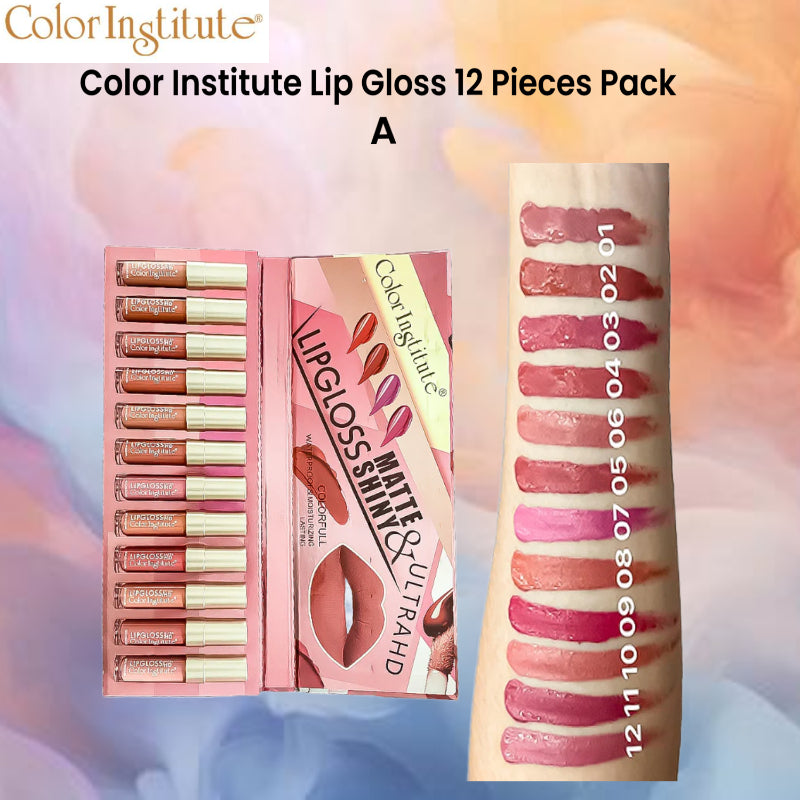 Color Institute Lip Gloss 12 Pieces Pack (A)