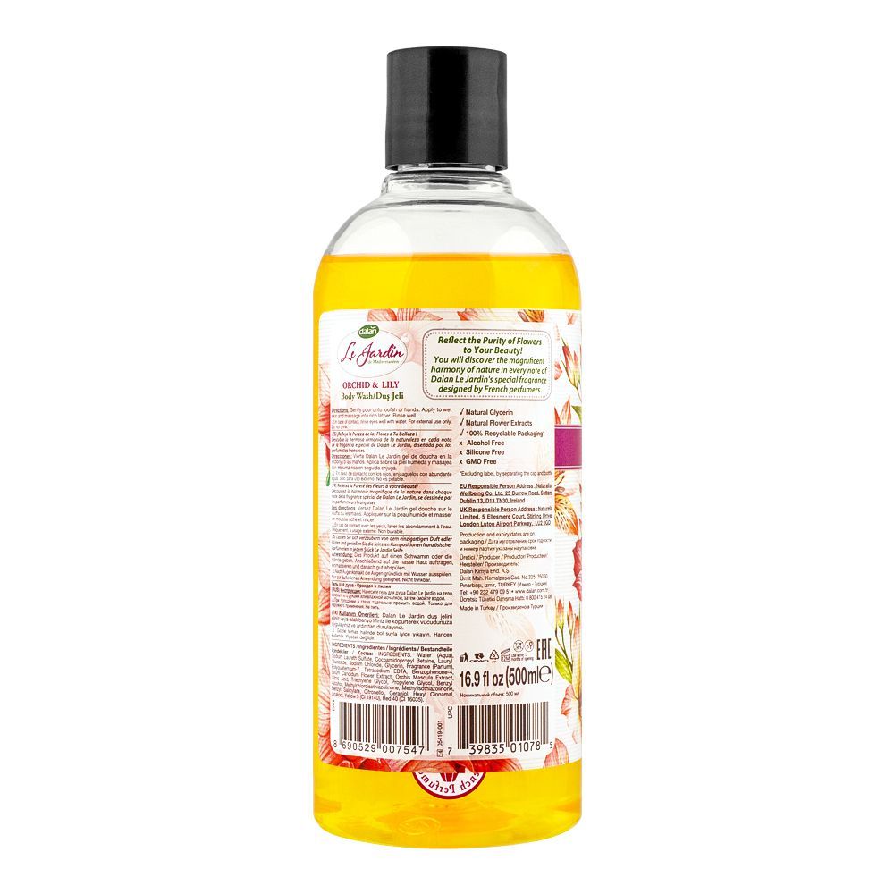 Dalan Le Jardin Orchid & Lily Ultra Rich Perfumed Body Wash 500ml - Luxurious Shower Gel for Soft, Smooth & Long Lasting Frag