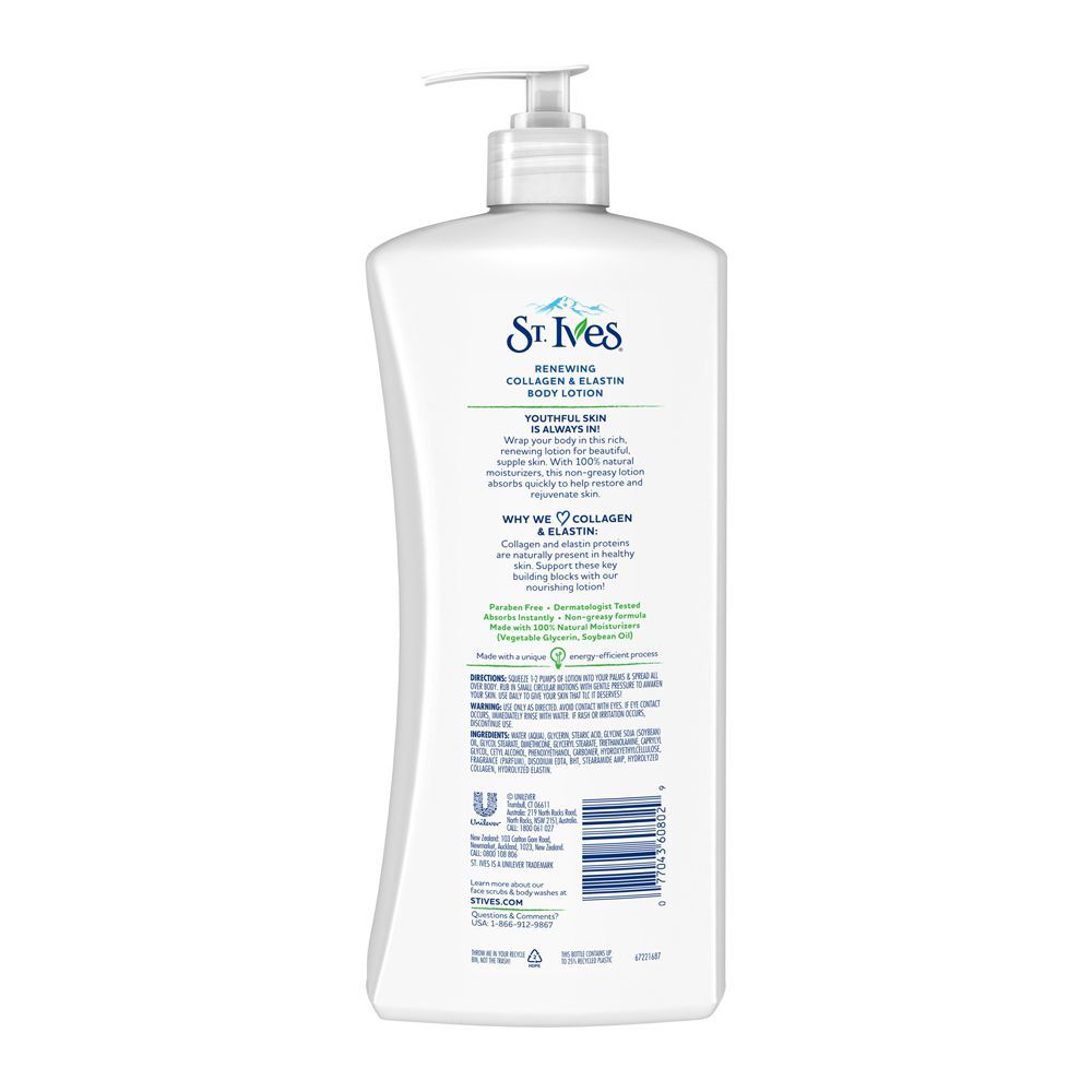 St Ives Renewing Collagen & Elastin Body Lotion Paraben Free 621ml