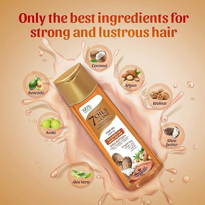Emami 7 in 1 Shea Butter Damage Control Hair Oil 100ml - Nourishing Hair Care Oil for Deep Repair, Frizz Control & Smooth Shi