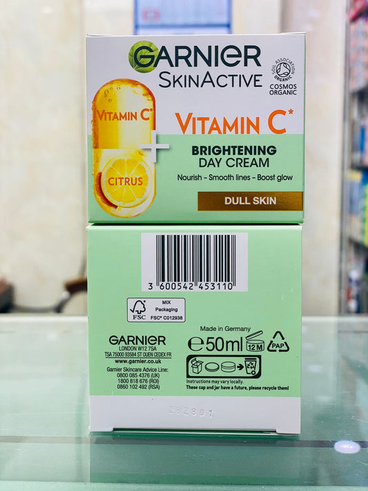 Garnier SkinActive Vitamin C Brightening Day Cream 50ml - Revives Dull Skin & Boosts Natural Glow