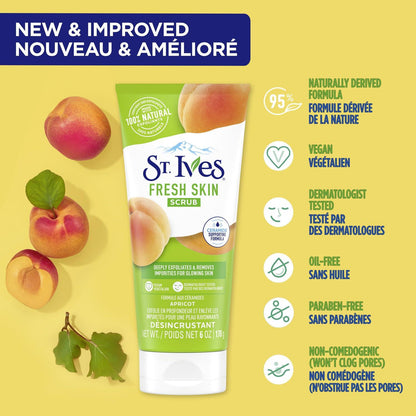 St. Ives Fresh Skin Scrub Apricot 170g Gentle Exfoliating & Brightening Face Scrub