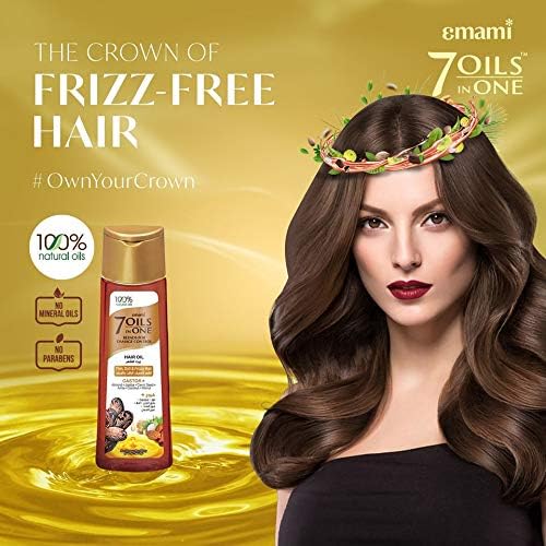 Emami 7 in 1 Blends Damage Control Castor Hair Oil 200ml - Nourishing Hair Care Oil for Hair Repair, Smooth Shiny & Strong He