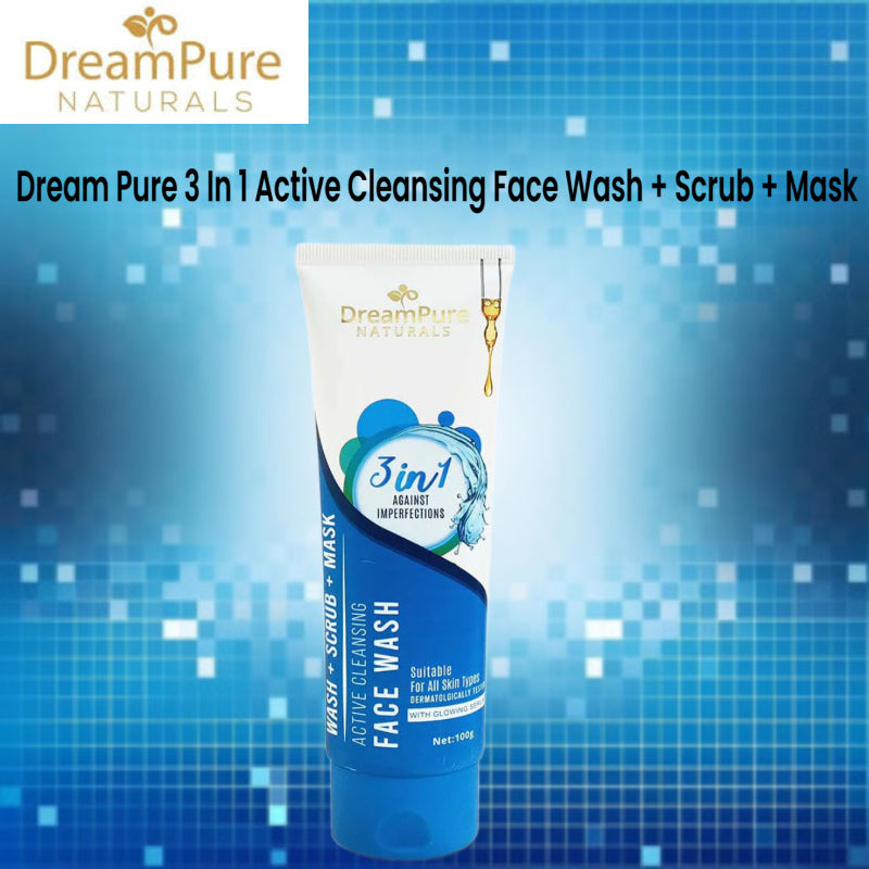 Dream Pure 3 In 1 Active Cleansing Face Wash + Scrub + Mask 100g