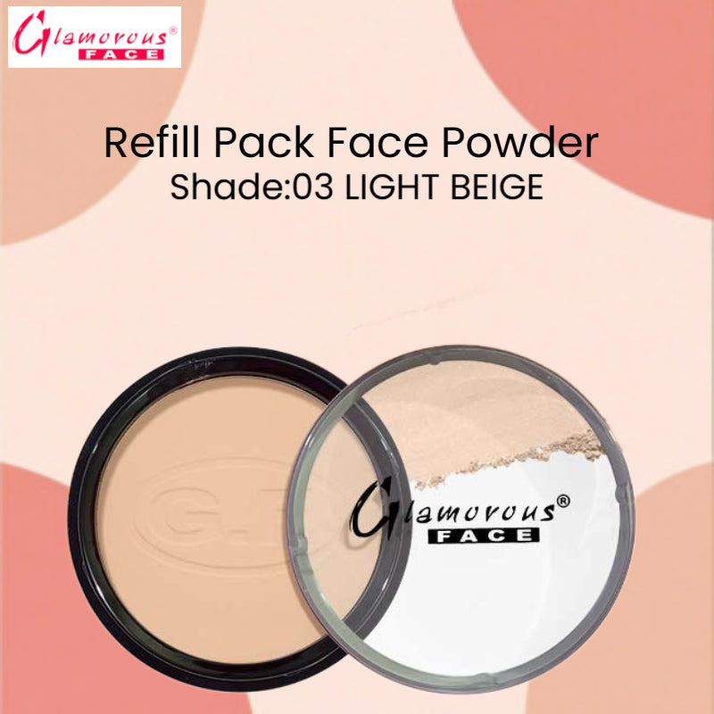 Glamorous Face Refill Pack Face Powder (Shade:03 Light Beige)