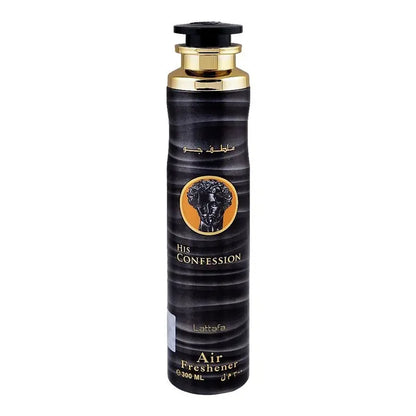 Lattafa His Confession Air Freshener 300ml – Long Lasting Luxury Masculine Woody Fragrance Room Spray for Home & Office