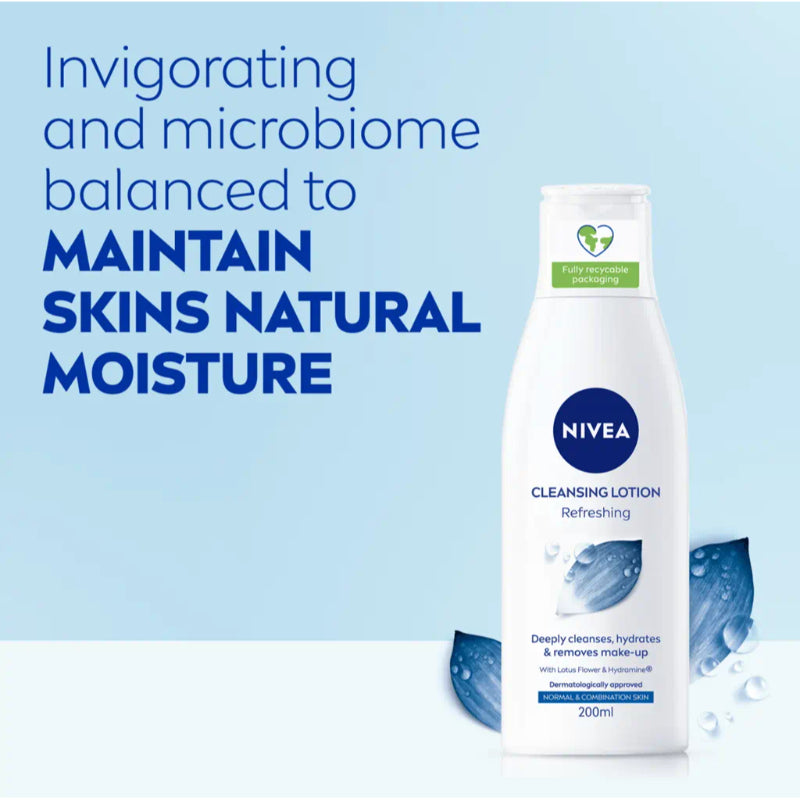 Nivea Refreshing Cleansing Lotion Lotus Flower & Hydramine For Normal & Combination Skin 200ml