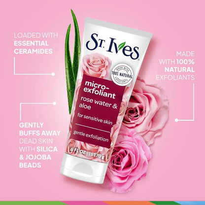 St. Ives Rose Water & Aloe Micro Exfoliant for Sensitive Skin 170g