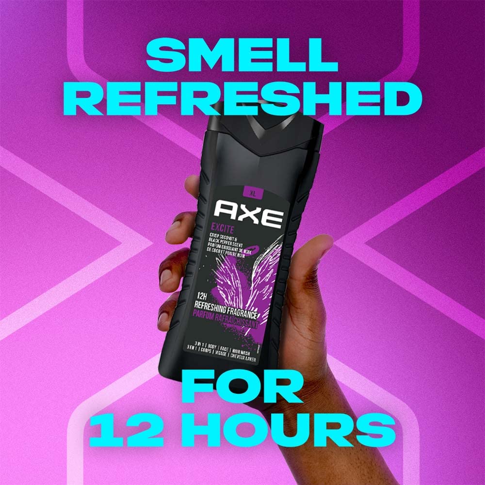 Axe Excite 12h Long Lasting Fragrance 3 In 1 Body Wash 400ml