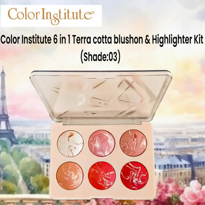 Color Institute 6 in 1 Terra cotta blushon & Highlighter Kit (Shade:03)