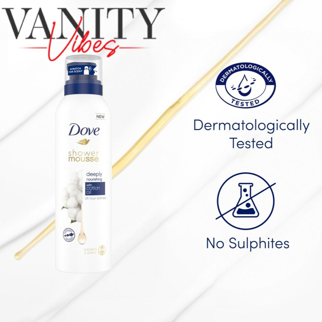 Dove Mousse Shower with Moisturizing Cream Cotton Oil 200 ml Cotton-seed oil