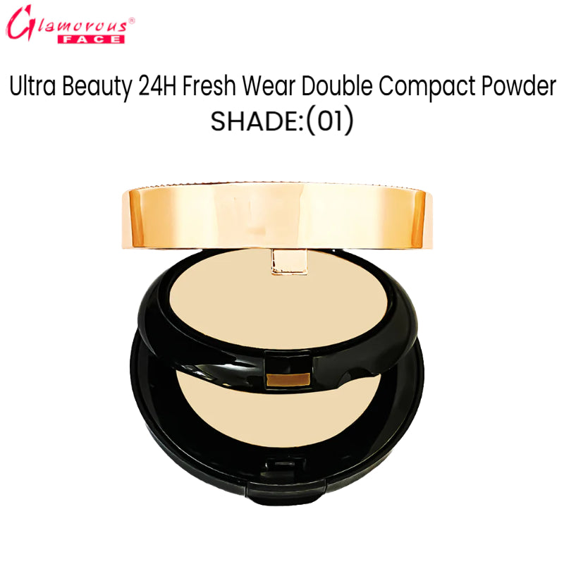 Glamorous Face Ultra Beauty 24H Fresh Wear Double Compact Powder (Shade:01)
