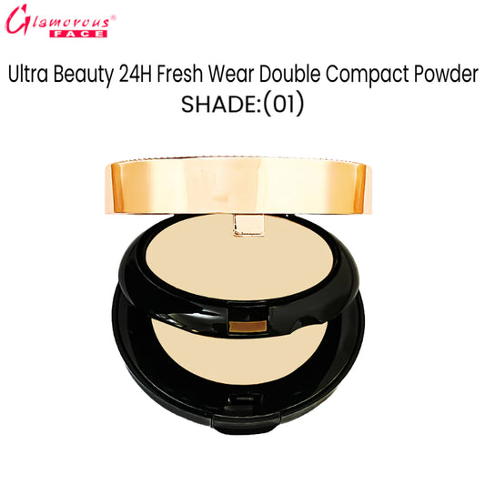 Glamorous Face Ultra Beauty 24H Fresh Wear Double Compact Powder (Shade:01)