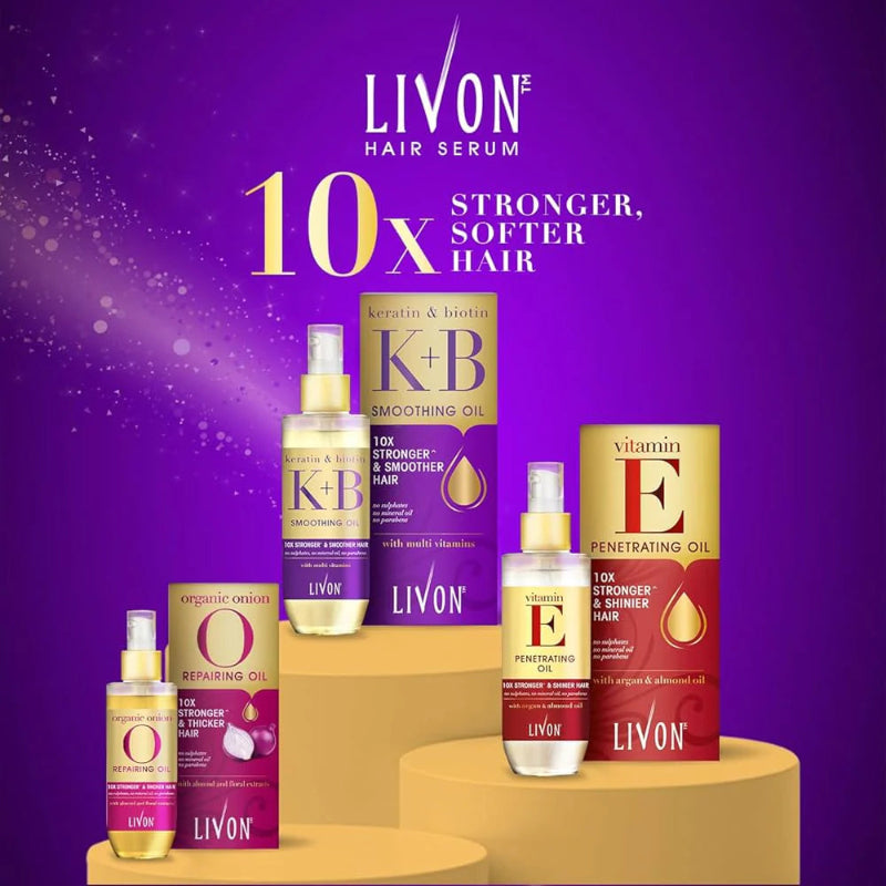Livon Keratin & Biotin Smoothing Hair Oil with Multi Vitamins 100ml – Frizz Control Deep Nourishment Repair Hair Serum for Sm