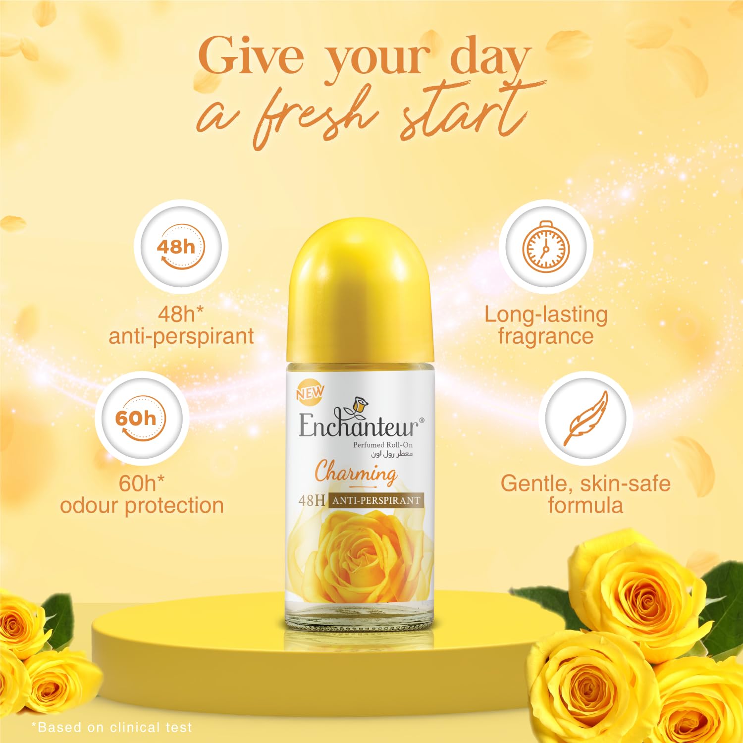 Enchanteur Charming Roll-On Deodorant 50ml - Long Lasting Floral Fragrance Anti-Perspirant for Women Freshness & Odor Protect