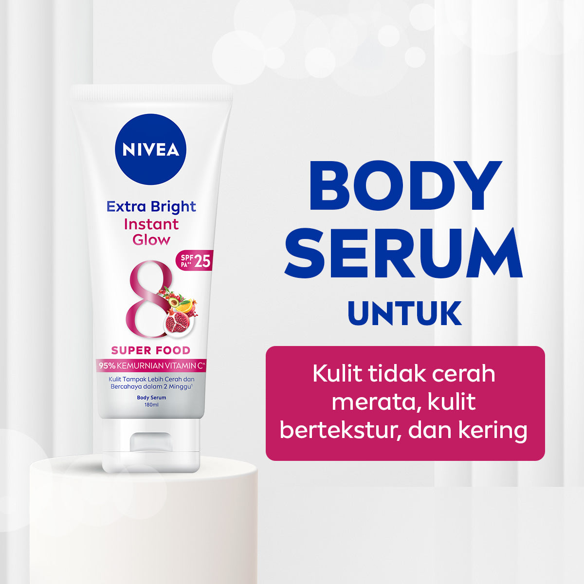 Nivea Extra Bright Instant Glow Super Food Body Serum SPF25 PA++ 180ml