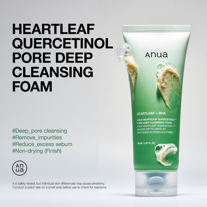 Anua Heartleaf + BHA Quercetinol Pore Deep Cleansing Foam 150 ml Deep Pore Cleansing & Gentle Exfoliation (K Beauty)