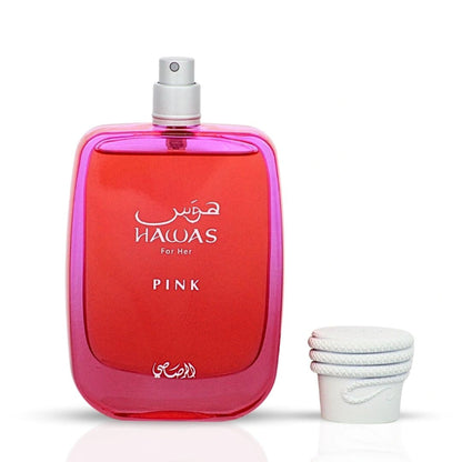 Hawas Pink for Her Eau de Parfum Spray 100ml by Rasasi Long-Lasting Feminine & Floral Fragrance