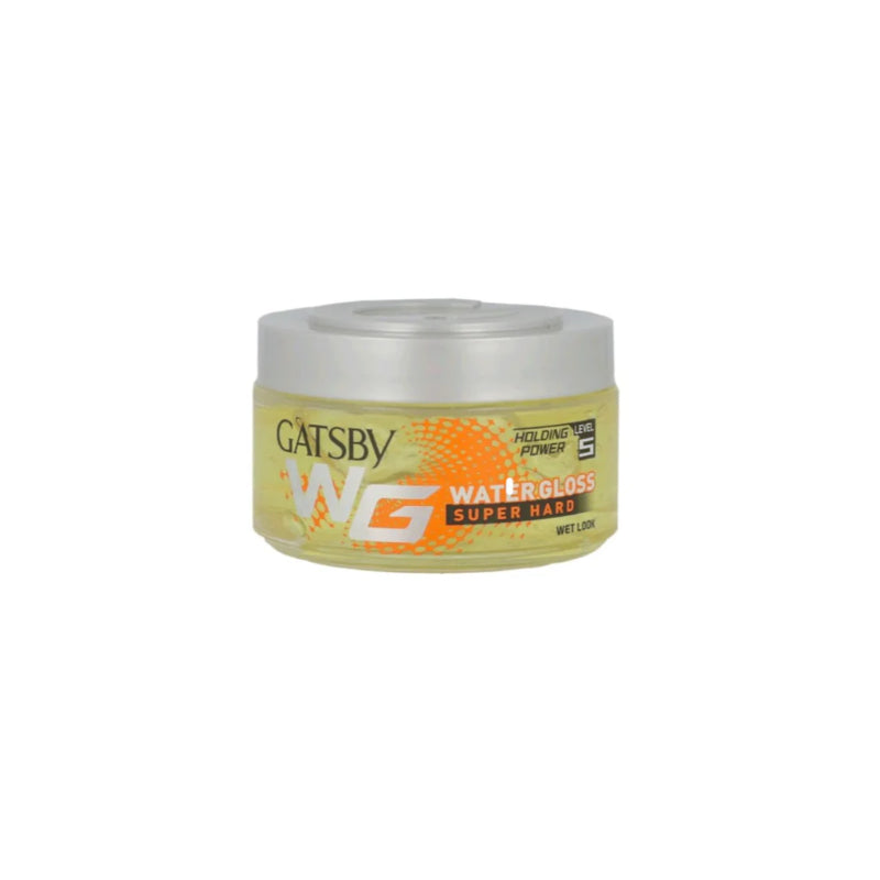Gatsby Water Gloss Super Hard Hair Styling Gel 75g - Extreme Hold Wet Look Hair Gel for Maximum Control, Long Lasting Shine &