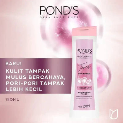 PONDS Pond’s Bright Miracle Ultimate Clarity Toner 150ml - Niacinamide, Hyaluronic Acid & Rose Water Brightening Toner for Cl