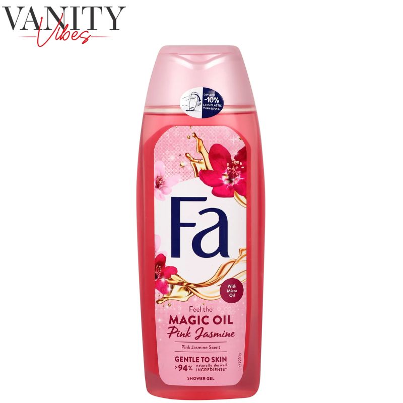 Fa Feel the Magic Oil Pink Jasmine Shower Gel 250ml – Gentle to Skin, 94% Naturally Derived Ingredients, 100% Recycled Bottle