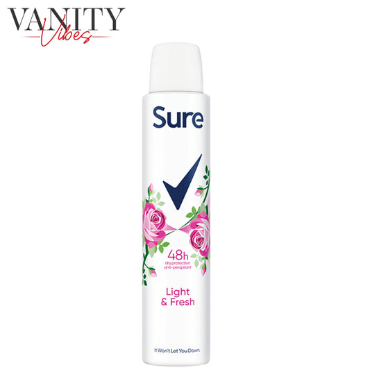 Sure Light & Fresh Antiperspirant Deodorant Spray 200ml Long-Lasting Freshness & Odor Protection