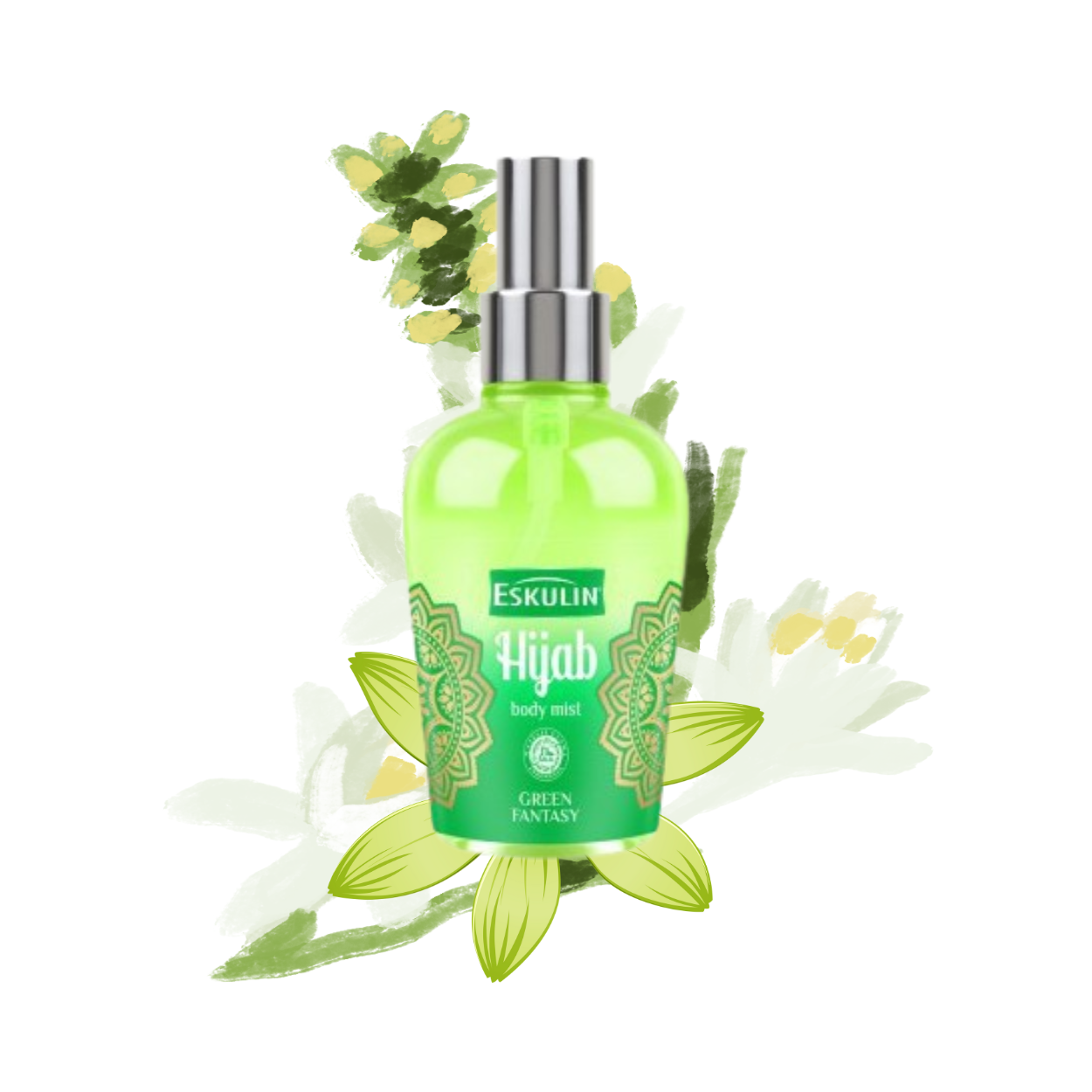 Eskulin Hijab Green Fantasy Spray Mist Cologne 125ml - Long Lasting Fresh Green Floral Fragrance Body Mist for Women Daily Us