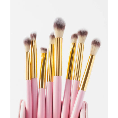 BH Cosmetics Studded Elegance 12 Piece Brush Set with a Brush Stand (PINK)
