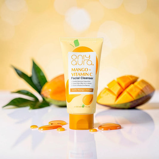 Only Aura Mango Facial Cleanser 150ml - Gentle Deep Cleansing Skincare Face Wash for Hydration, Dirt Removal, Soft Smooth Ski
