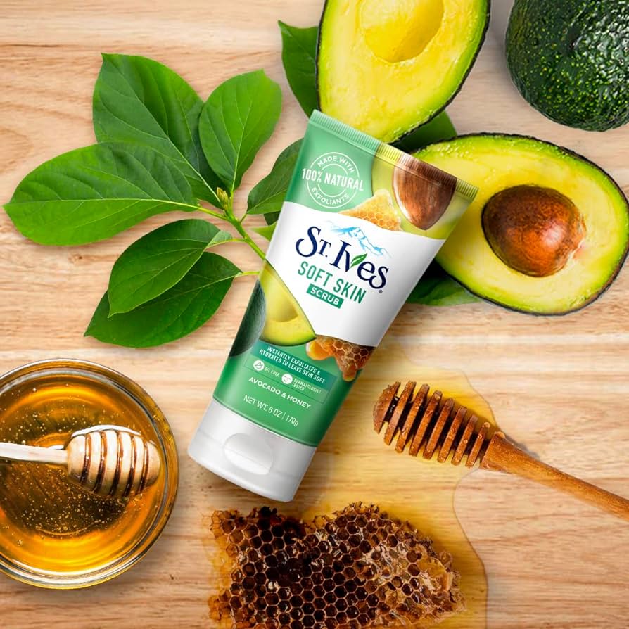 St. Ives Soft Skin Scrub Avocado & Honey 170g Nourishing & Gentle Exfoliating Face Scrub
