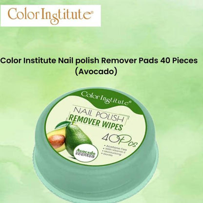 Color Institute Nail polish Remover Pads 40 Pieces (Avocado)