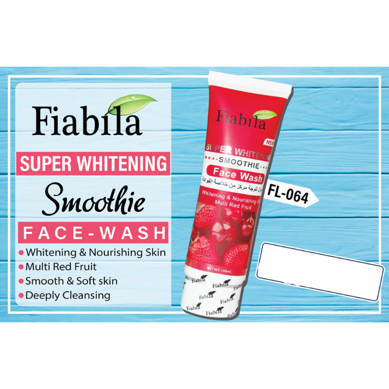 Fiabila Super Whitening Smoothies Face Wash 100ml Multi Red Fruit Cleanser for Glowing & Soft Skin