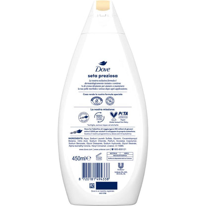 Dove Bagnodoccia Seta Preziosa Body Wash 450 ml - Nourishing Shower Gel for Soft, Smooth & Silky Radiant Skin