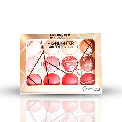 Glamorous Face 12 Color Highlighter & Blush On Palette (01)