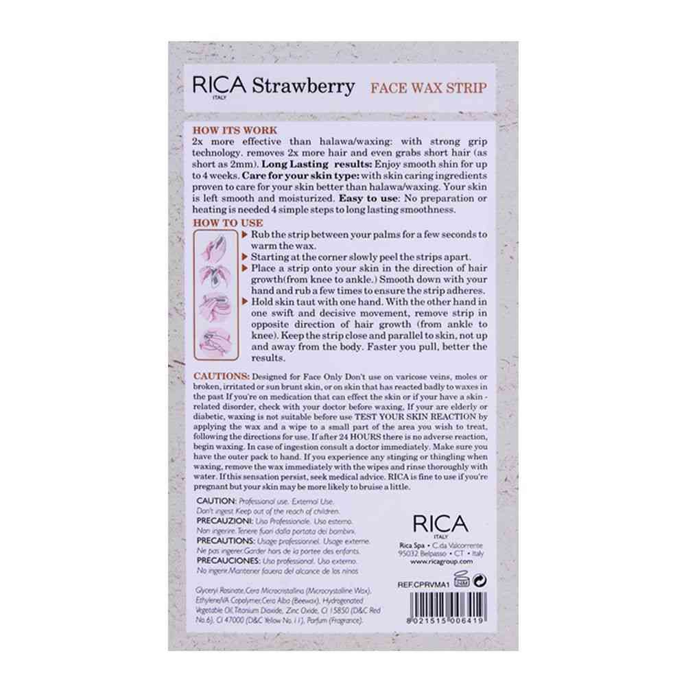Rica Strawberry Face Wax Strip 20Strips For Dry Skin