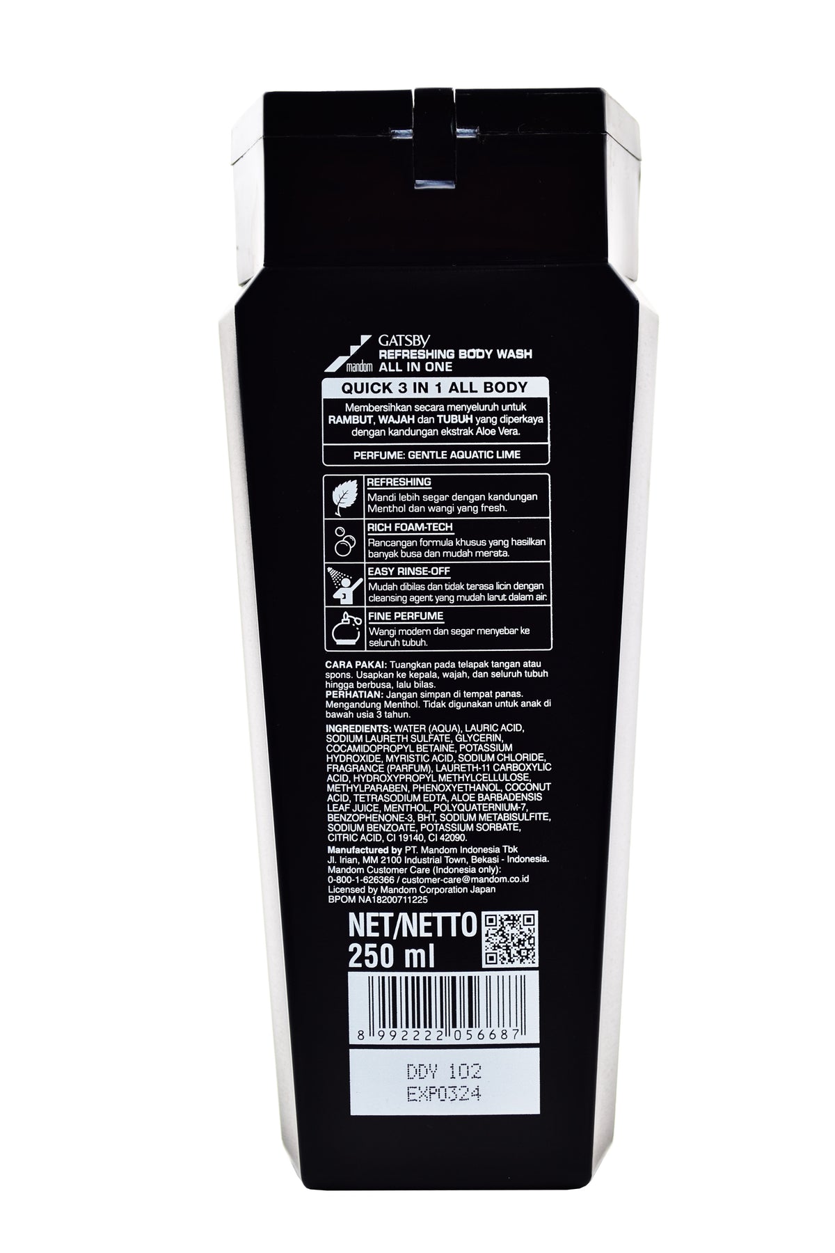 Gatsby Refreshing 3 in 1 Body Wash 250ml